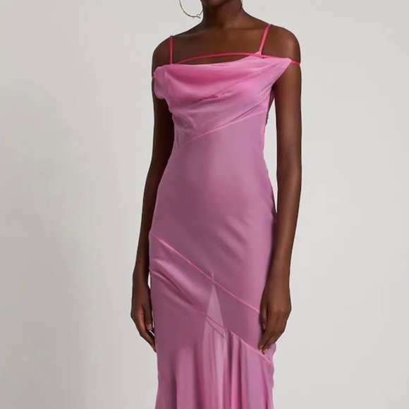 Jacquemus La Robe Draggiu Sheer Silk Chiffon Gown, size 36 still with tags! - Picture 1 of 8